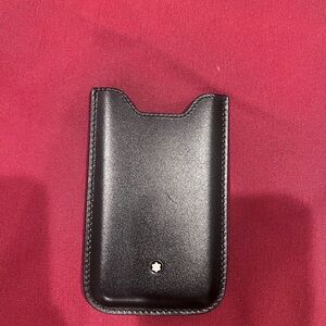 Montblanc Black Leather Phone Sleeve with Signature Emblem